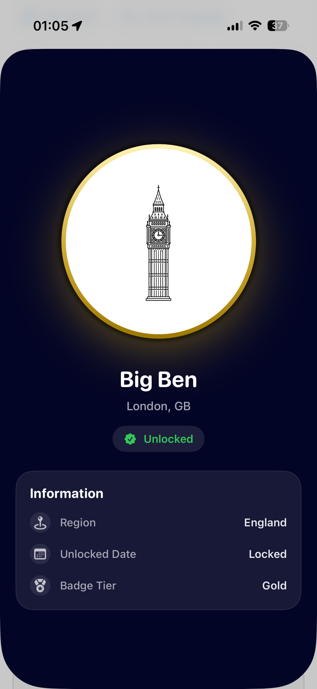 GlowingMap Big Ben badge detail