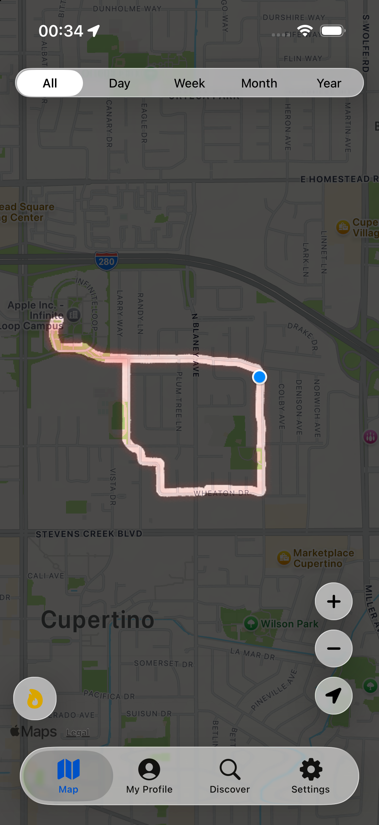 A GlowingMap heatmap route